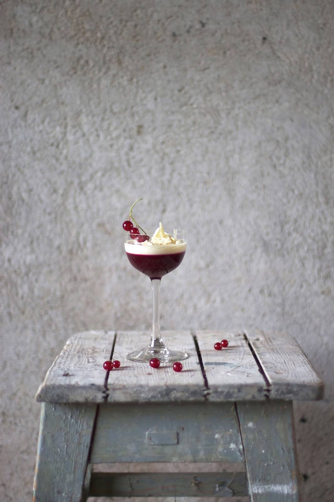 Coconut-Panna-Cotta with Currant-Jelly & White Chocolate Flakes