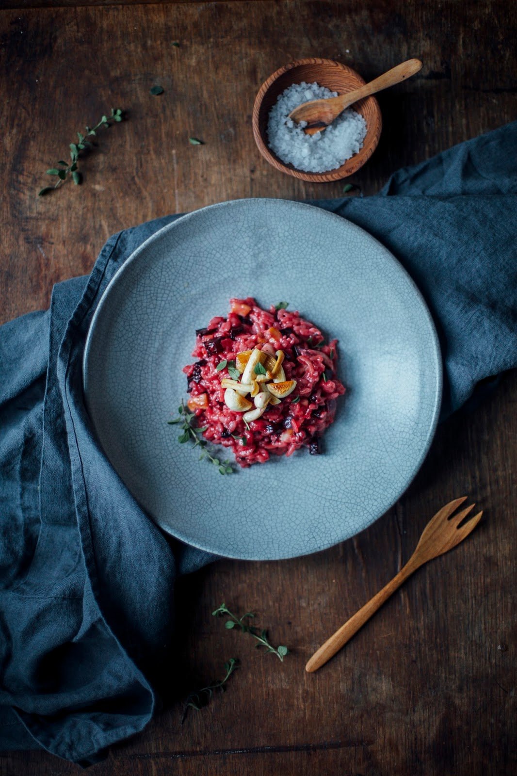 Beetroot Risotto with Mushrooms and Truffle Pecorino