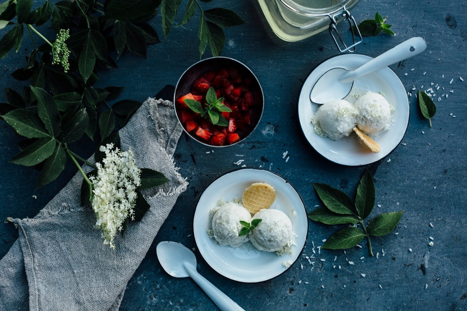 CoconutElderflowerSyrupIceCream with glutenfree IceCream Cones