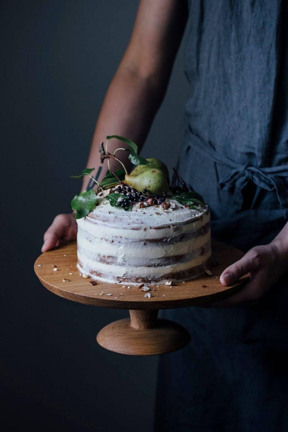 Image for We made a Cake Stand with Nutsandwoods & a gluten-free Elderberry-Pear-Hazelnut Cake