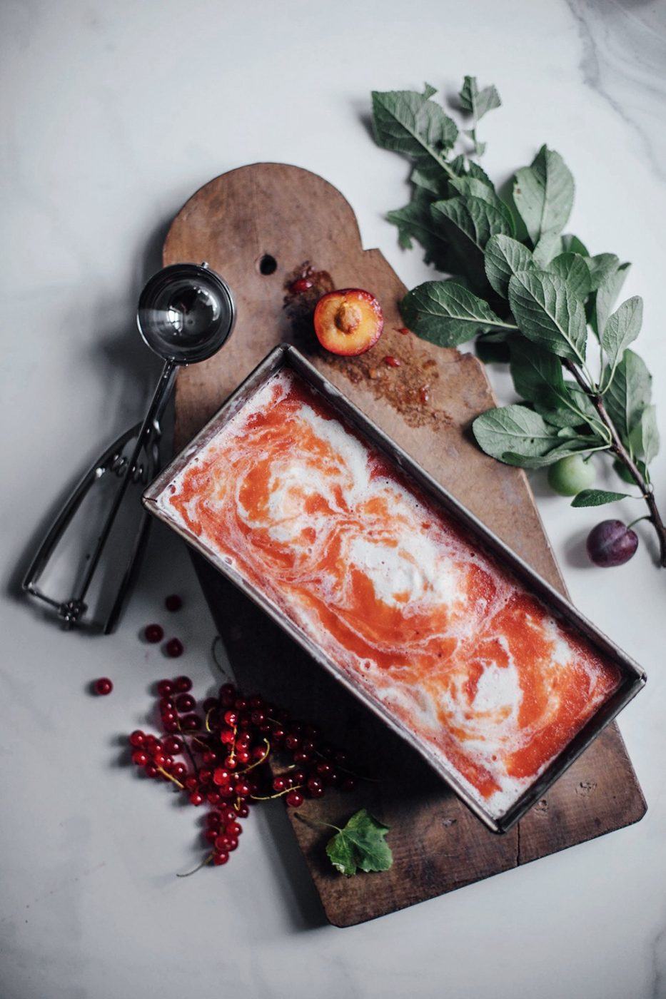 Peach Goat Yogurt Ice Cream with Honey & glutenfree Ice Cream Cones