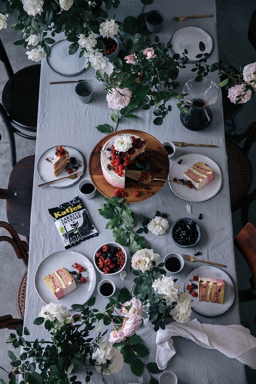Glutenfree Raspberry Licorice Ombre Cake with Katjes Our Food Stories