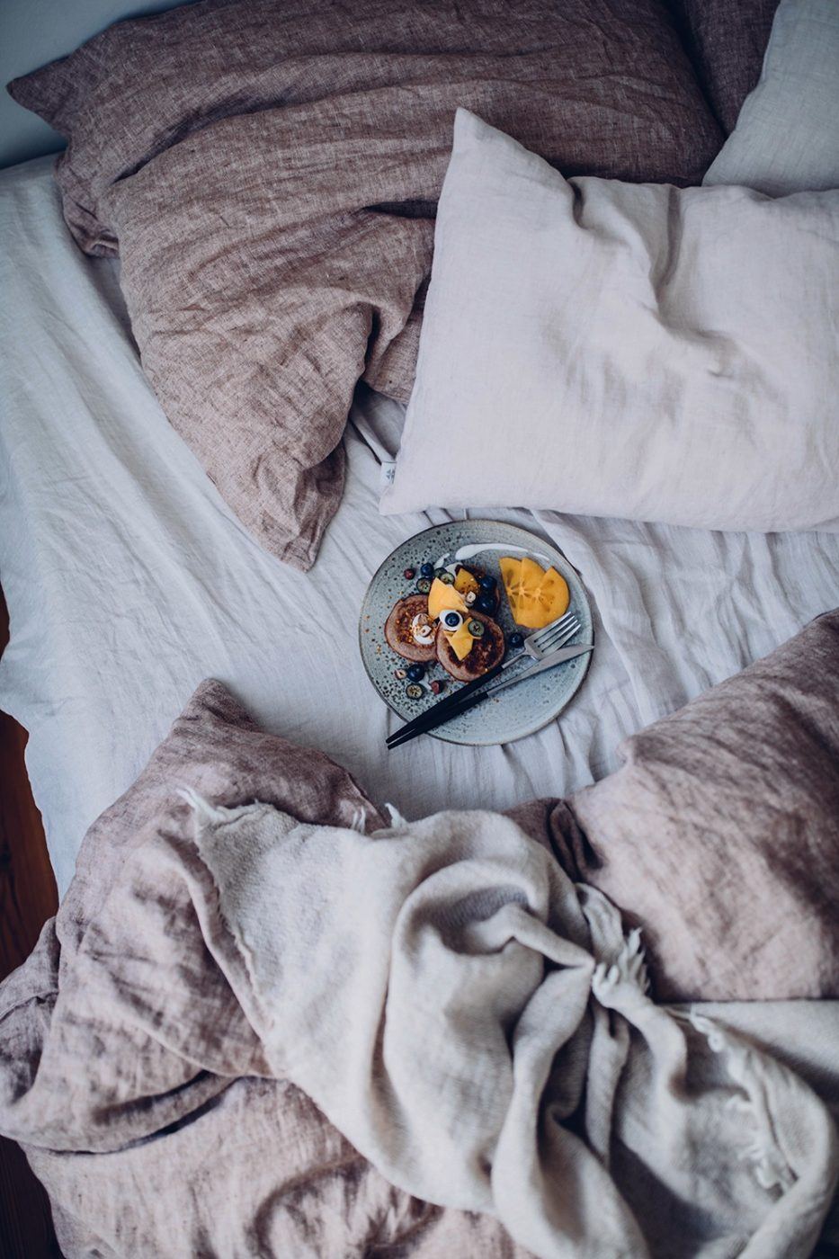 A Breakfast in Bed - gluten-free Chestnut Pancakes with Persimmons and ...
