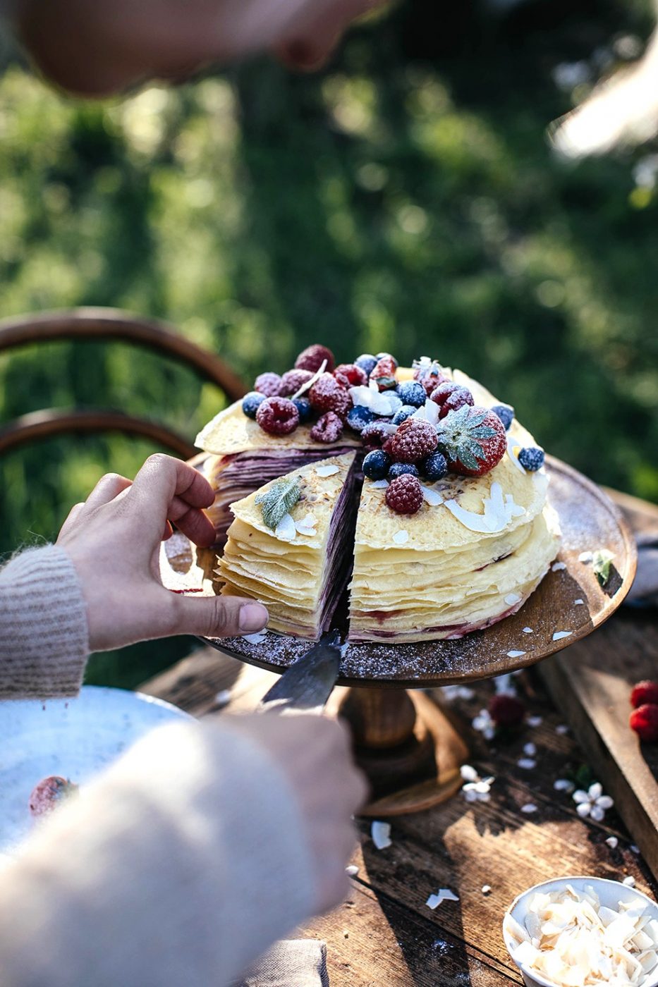 Glutenfree Crêpe Cake with Cream Cheese and Raspberry Jam Our Food Stories