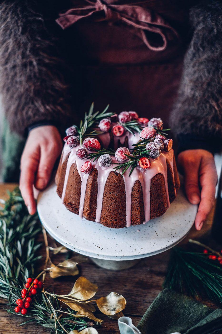 Image for A gluten-free Cranberry-Bundt Cake with Sugared Cranberries