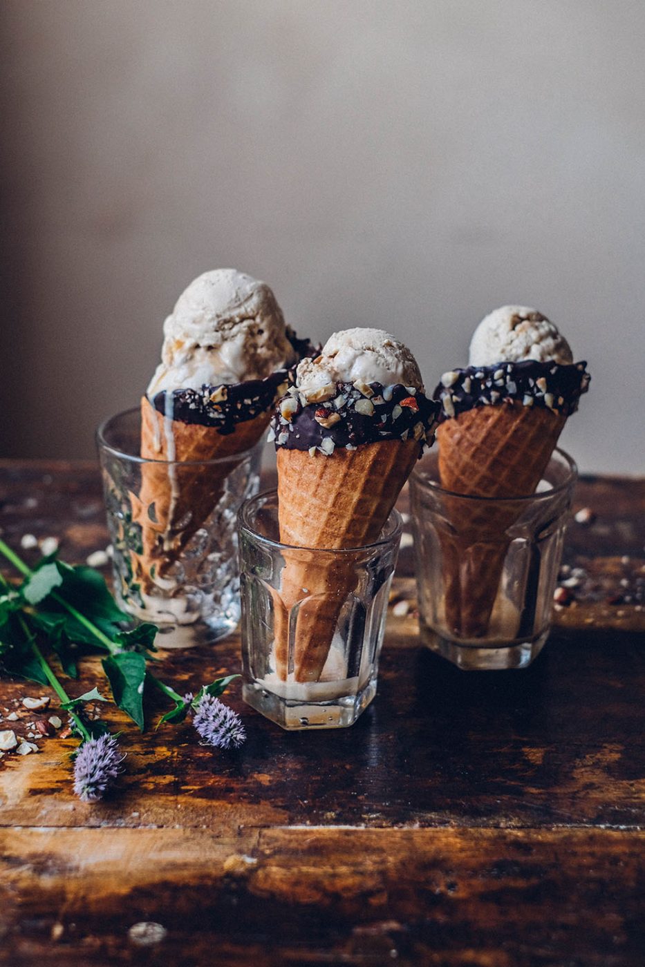 Image for Hazelnut Coffee Caramel Ice Cream & Homemade Gluten-free Chocolate Dipped Ice Cream Cones
